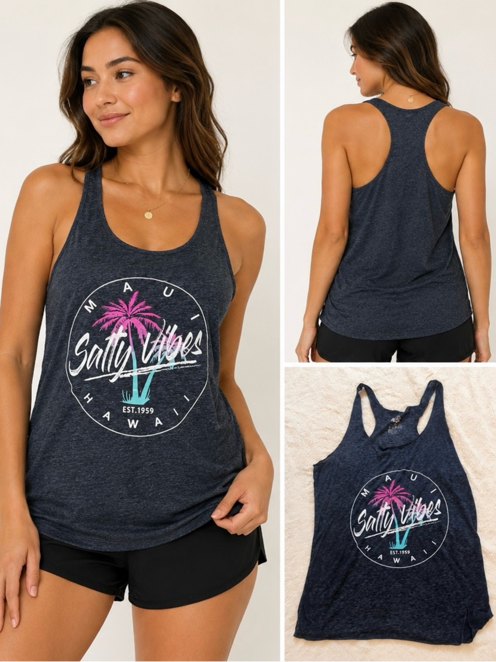 Maui Salty Vibes Hawaii Racerback Tank Top XL